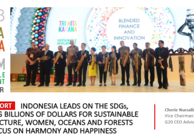 Indonesia Leads On the SDGs, Mobilising Billions For Sustainable Infrastructure, Women, Oceans and Forests With A Focus on Harmony and Happiness